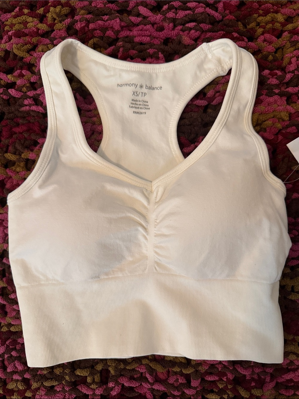 Harmony Balance White Seamless Racerback Bralette Size: XS